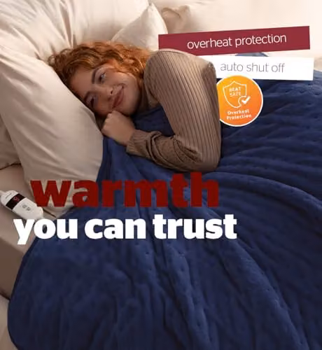 Silentnight Comfort Control Heated Throw Blanket, Navy Blue Fleece Electric Overblanket, W/D/H: 120 x 160 cm – 5
