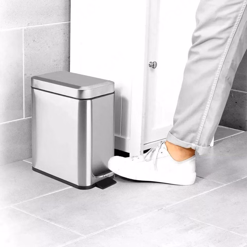 PAWNORA Stainless Steel 5L Slim Pedal Bin in Silver – 4