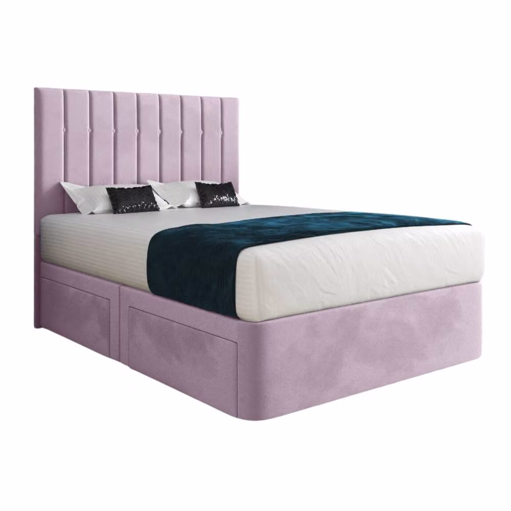 Casani Lichfield Modern Upholstered Velvet Bed Frame with Drawers, Pink, W/D/H: 180 x 152 x 137 cm – 3