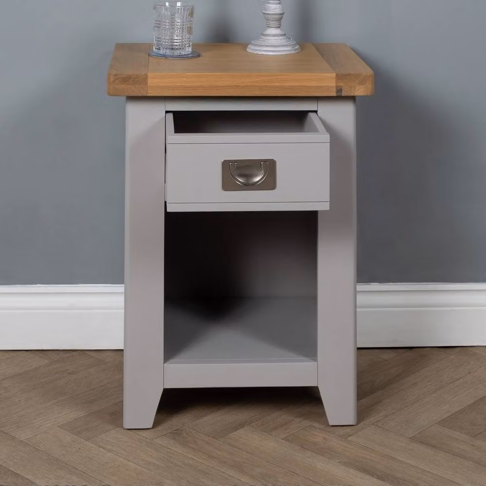 Elm Home And Garden Grey Painted Solid Wood Bedside Cabinet with Drawers – 2