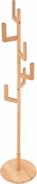 Livingandhome Scandinavian Untreated Wood Post Tree Coat Rack in Brown and Beige
