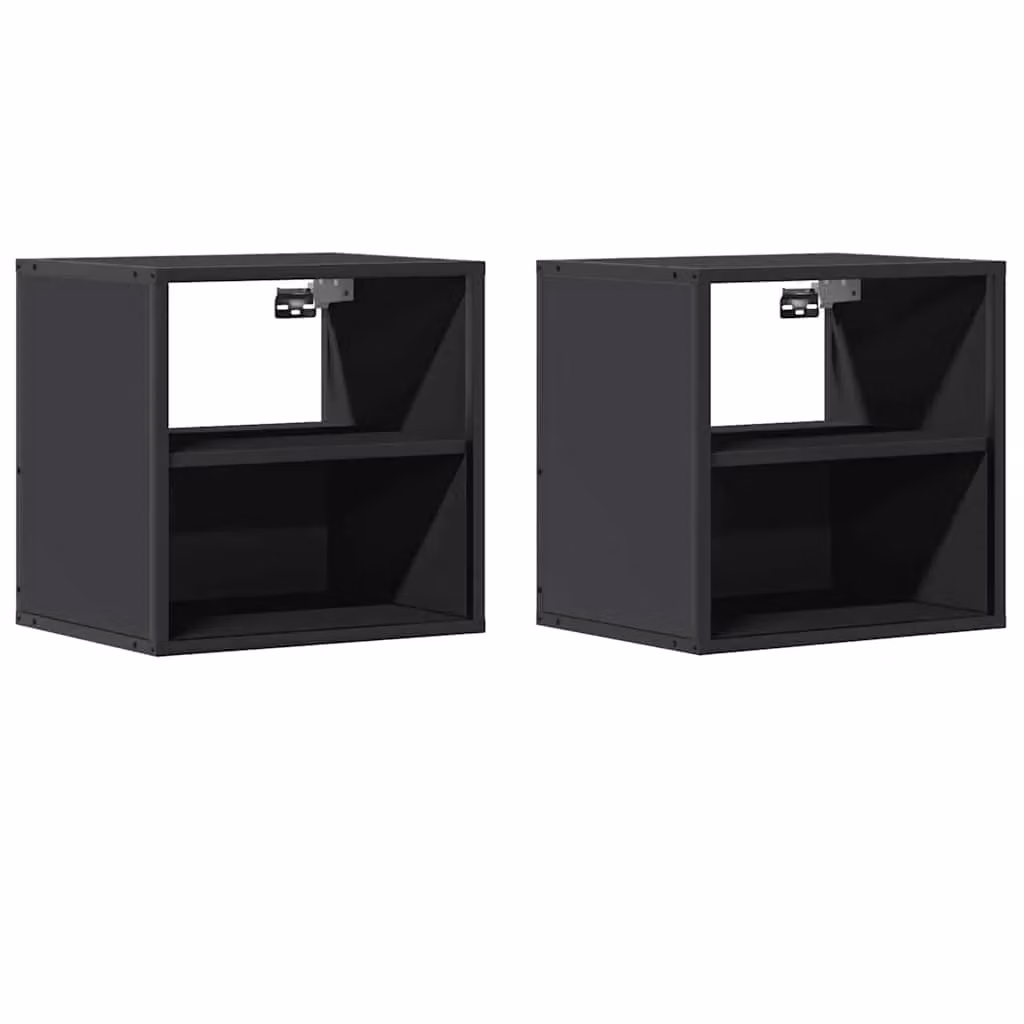 Berkfield Home Wall-mounted Bedside Cabinets, 2 Pack, Black, W: 40 cm, D: 31 cm, H: 39.5 cm – 2