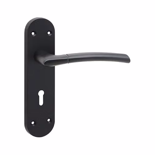 Golden Grace Indiana Long Backplate Lock Handle Set in Matt Black – 2