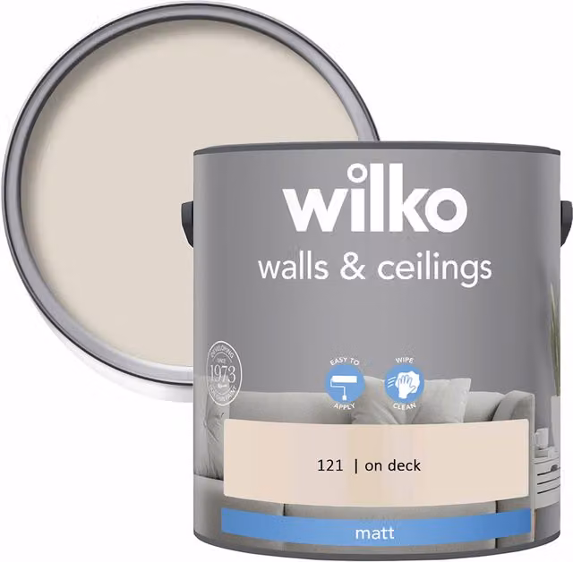 wilko Walls and Ceilings Matt Emulsion Paint On Deck Grey Beige 2.5 l