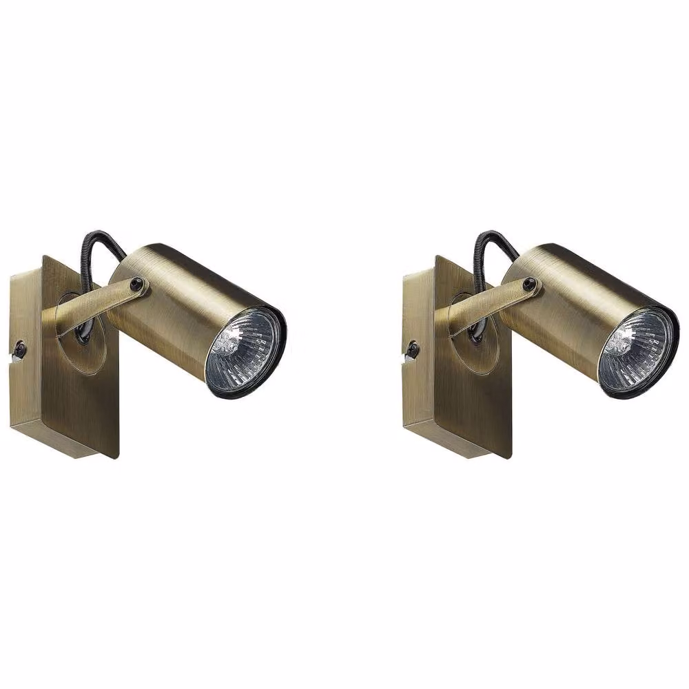 Wyld and Coco Set of 2 Industrial Brass Wall Lamps with Adjustable Arms in Bronze – 2