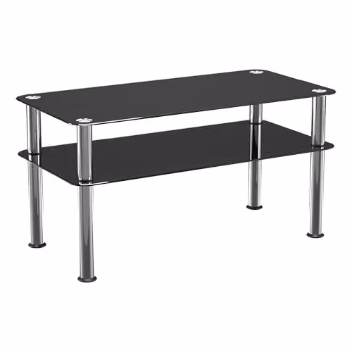 AVF Black Glossy Glass Rectangular Coffee Table W/D/H: 80 x 40 x 42 cm