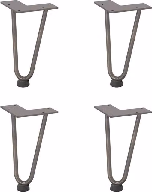 Berkfield Home Hairpin Table Legs, 4 Pieces, Silver Stainless Steel, Height: 20 cm