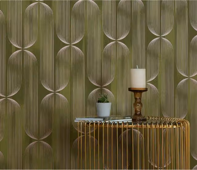 Erismann Orbit Lines Embossed Geometric Abstract Vinyl Wallpaper in Taupe and Purple