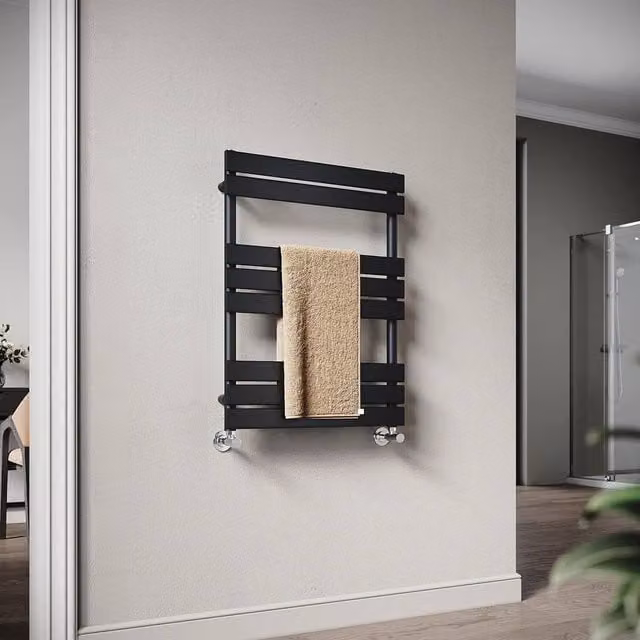 ERGOVEXA Black Steel Flat Panel Towel Rail Radiator – 1