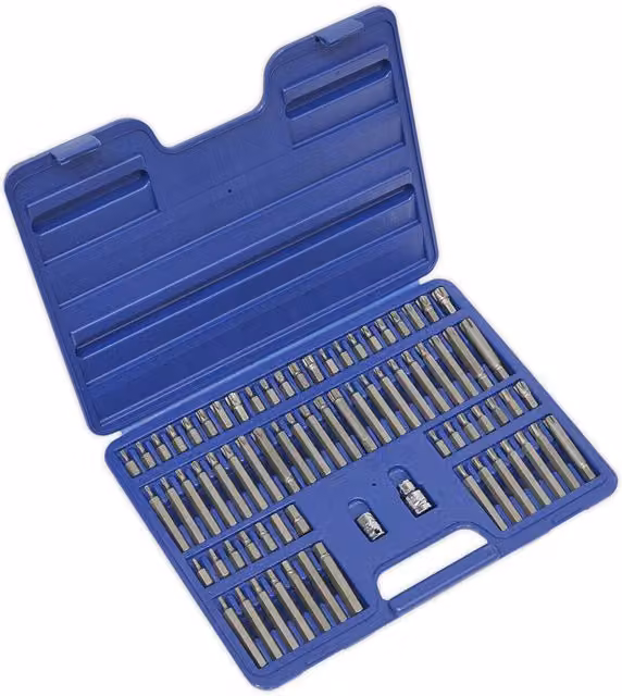 Loops 74pc TRX-Star Security Hex Spline Ribe Socket Bit Set with 3/8 inch and 1/2 inch Sq Drive in Chrome Vanadium Steel