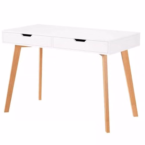 Gr8 Home White Wooden Rectangular Computer Desk and Dressing Table with Drawers