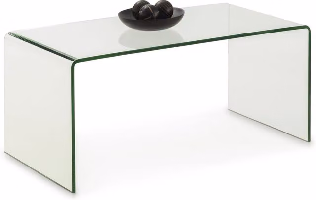 netfurniture Alsafi Bent Glass Coffee Table in Clear, W/D/H: 50 x 43 x 43 cm