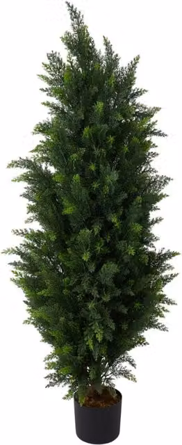 Garden Sanctuary Decorative Artificial Cypress Tree in a Black Pot, Green – 1