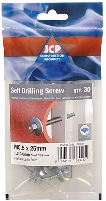 JCP Construction Products Metalfix Self-Drilling Screws, Silver, 150 Pack