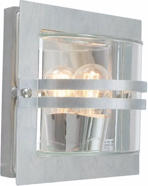 Netlighting Bern Modern Outdoor Wall Light in Grey with Galvanised Steel and Glass, IP65, E27