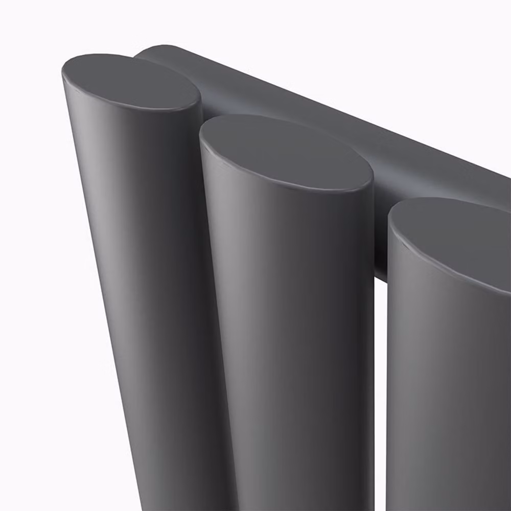Banyetti Orva Anthracite Horizontal Single Oval Column Radiator in Charcoal, W/H: 60 x 59 cm – 4