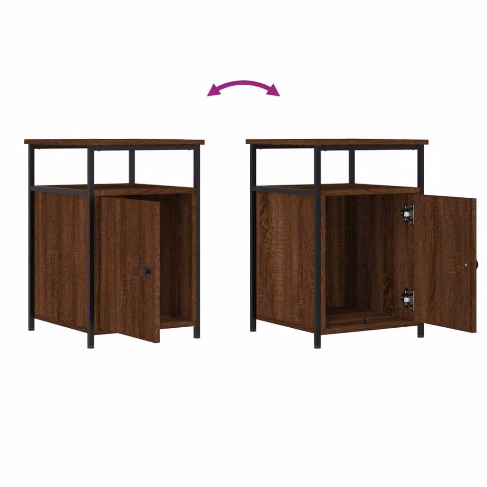 Berkfield Home Set of 2 Bedside Cabinets in Brown Oak, W/D/H: 40 x 42 x 60 cm – 4