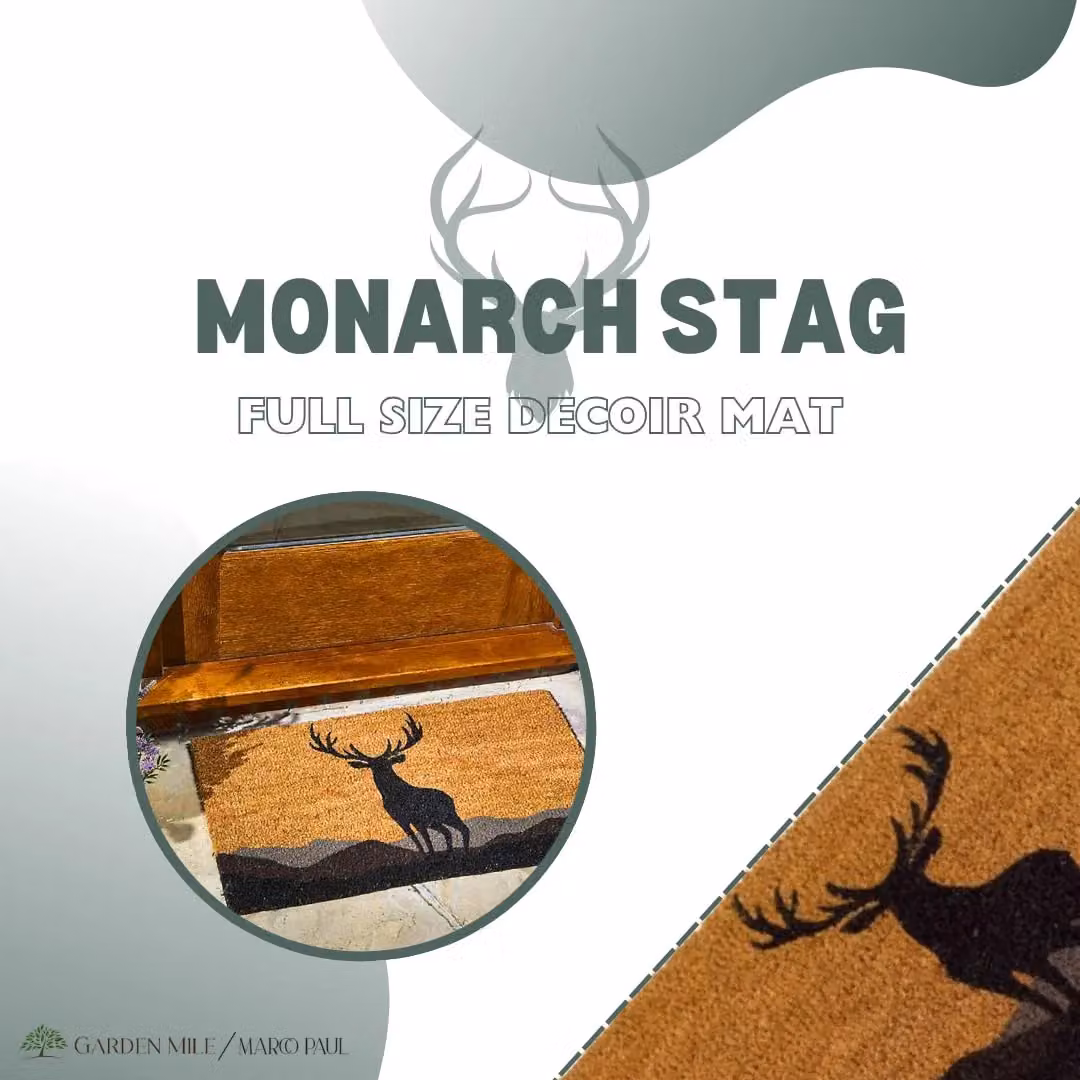 Marco Paul Heavy Duty Coir Door Mat with Monarch Stag Design in Brown, W: 75.0 cm, D: 45.0 cm – 4