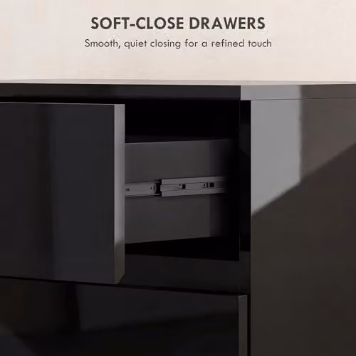 HOMCOM 4 Drawer High Gloss Black Chest of Drawers for Bedroom or Living Room – 6