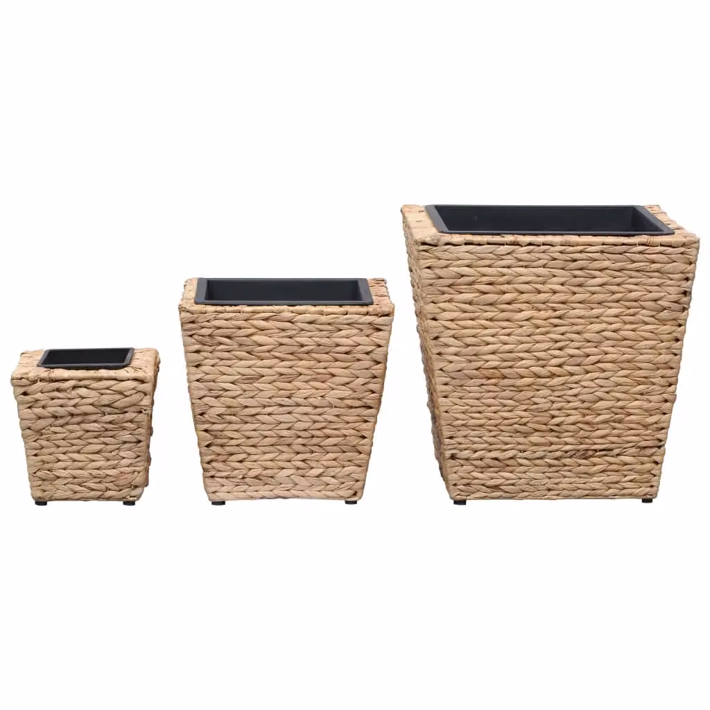 Berkfield Home Garden Set of 3 Brown Water Hyacinth Raised Planters – 2
