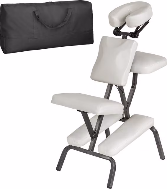 Tectake White Artificial Leather Massage Chair