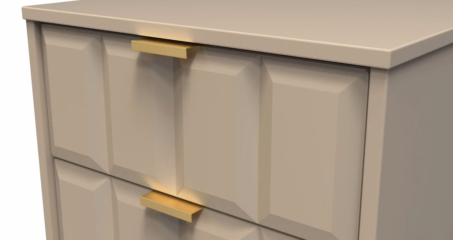 Ready Assembled 2 U Metro 2 Drawer Bedside Cabinet in Light Brown and Gold – 3