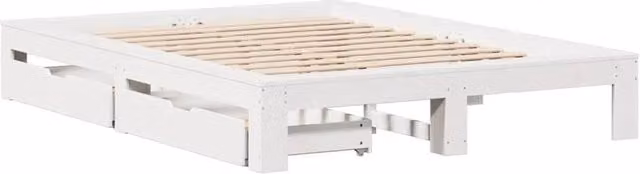 Berkfield Home White Solid Wood Pine Full Bed Frame W/D/H: 140 x 190 x 161.5 cm