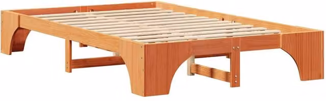 Berkfield Home Solid Pine Wood Bed Frame in Wax Brown, W/D/H: 120 x 200 cm