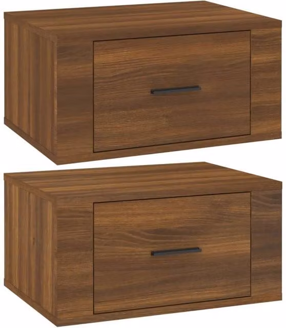 Berkfield Home Wall-mounted Bedside Cabinets, 2 Pack, Brown Oak, W: 50 cm, D: 36 cm, H: 25 cm – 1