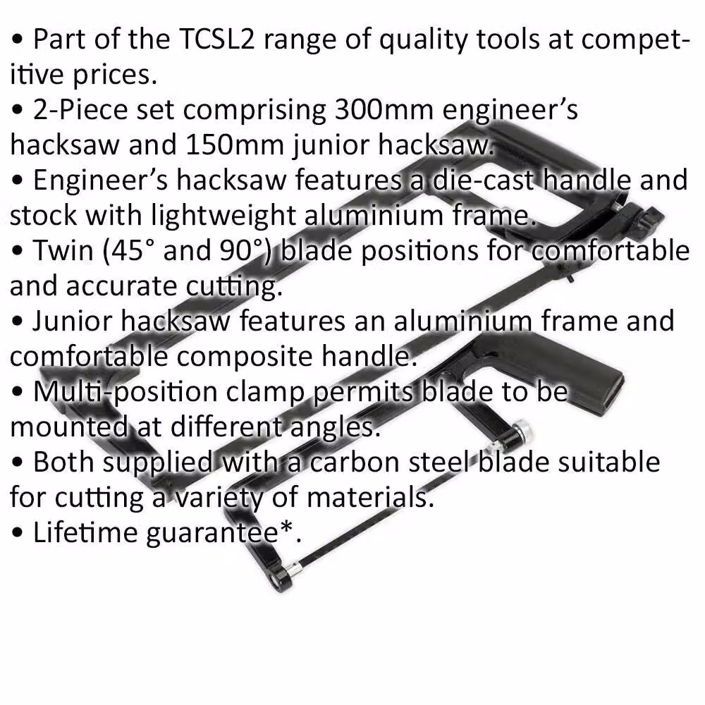 Loops 2 Pack Premium Die Cast Engineers Hacksaw 300mm and Junior Hacksaw 150mm in Black and Multicolour – 2