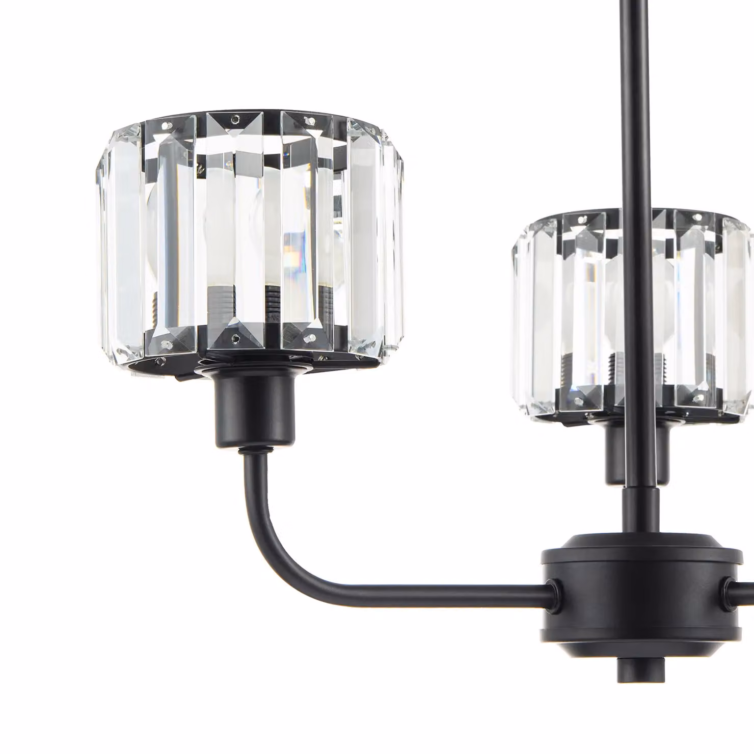Happy Homewares Modern Black Ceiling Light Fitting with Transparent Crystal Glass Rods – 2