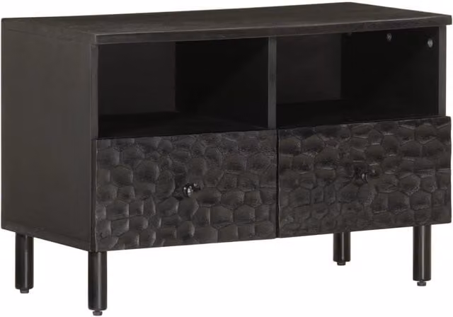 Berkfield Home Industrial Black Mango Wood TV Cabinet W/D/H: 70 x 33 x 46 cm