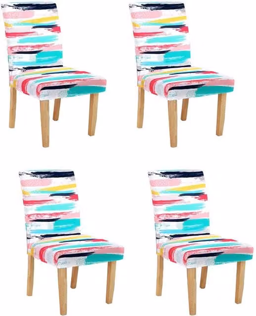 Roseley Pack of 4 Multicolour Graphic Pattern 15 Dining Chair Stretch Covers
