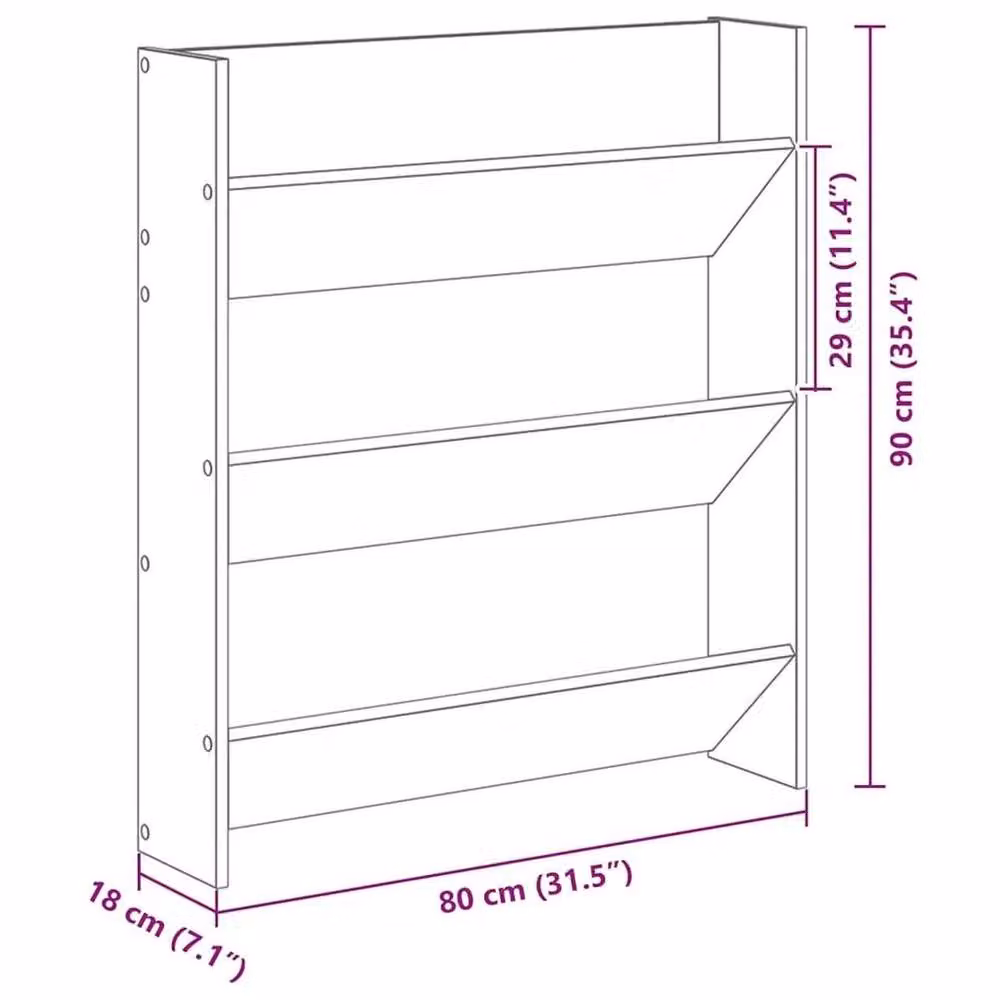 FORGEVIO Wall Mounted Shoe Cabinet in Light Oak, W/D/H: 80 x 18 x 90 cm – 2