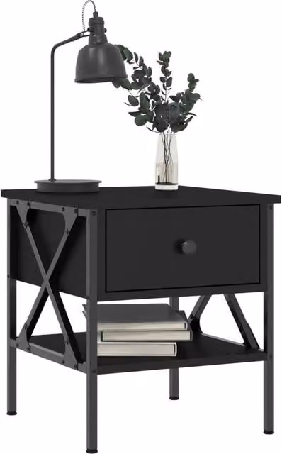 Berkfield Home Set of 2 Durable Black Industrial Bedside Tables, W/D/H: 40 x 42 x 45 cm – 1