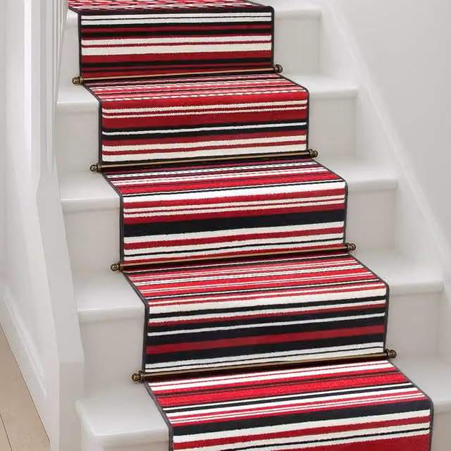 Bravich LTD Red Two Tone Striped Non Slip Hallway Runner Rug, W: 60 cm, L: 150 cm