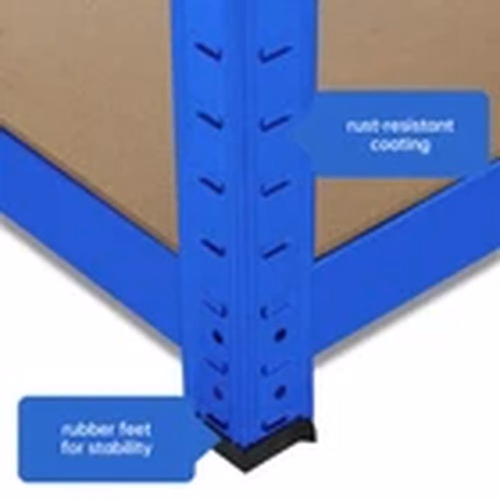 EONLION Blue Metal and MDF Freestanding Garage Shelving Unit with 5 Adjustable Tiers, H 180 cm x W 120 cm x D 45 cm – 4