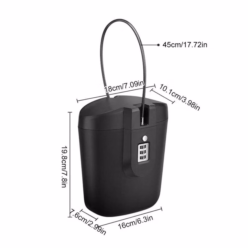 NESTLUNE Portable Combination Travel Safe Box in Black – 2