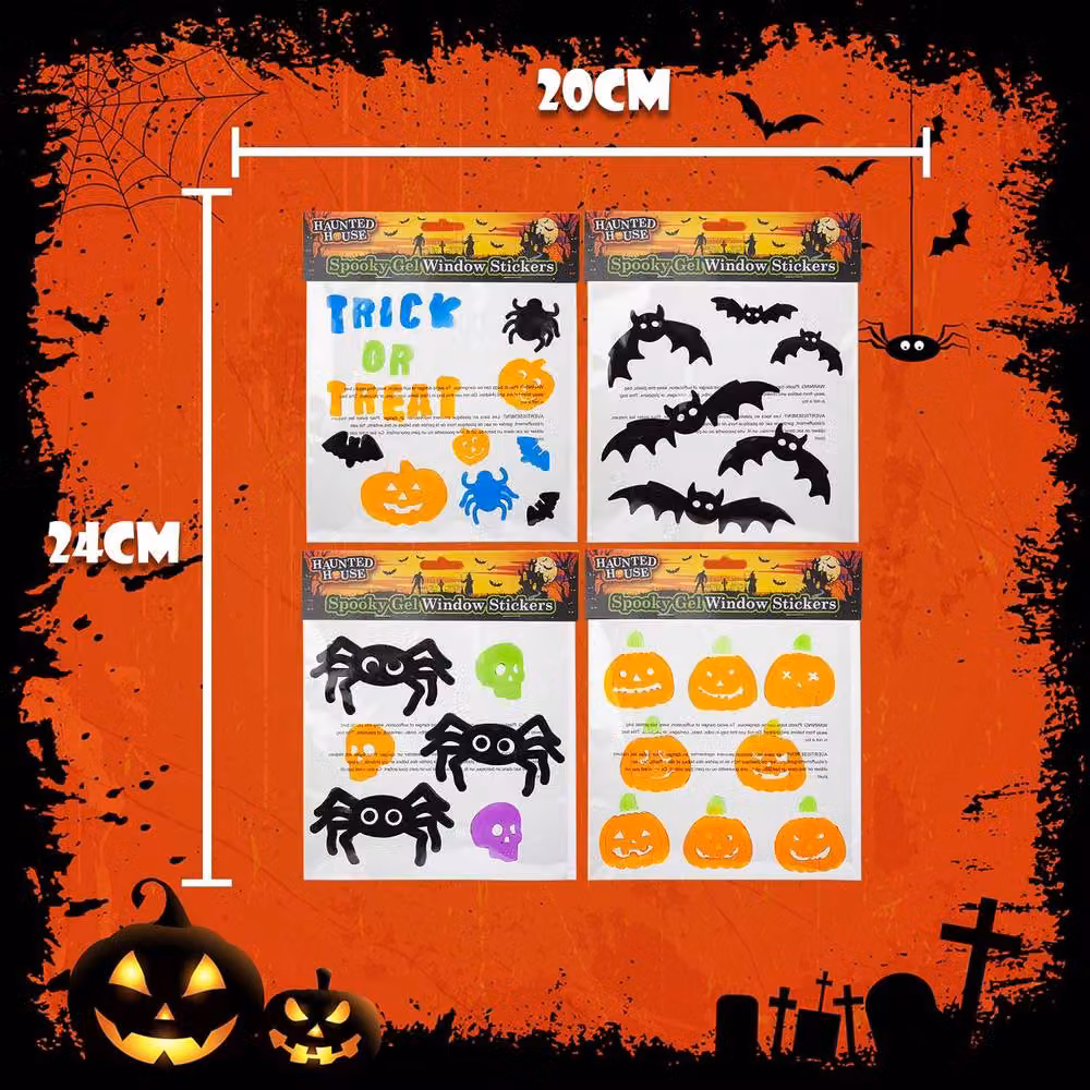 VFM e-Store Halloween Spooky Character Theme Gel Window Stickers, 4 Pack, Multicolour – 2