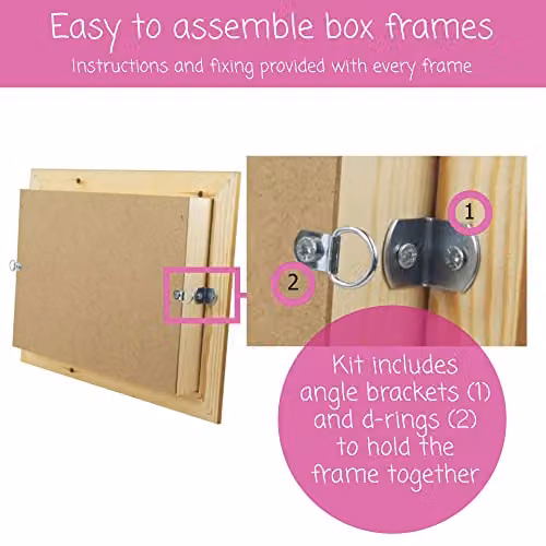 BabyRice Deep Shadow Box Frame 3D Display in Solid Oak Wood and Pine with Black Mount and Backing, Square, Brown, Depth: 8.89 cm, W/D/H: 25.4 x 25.4 x 8.89 cm – 3
