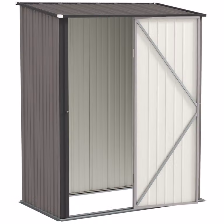 Rolipo Light Grey Corrugated Galvanised Steel Garden Shed with Single Door