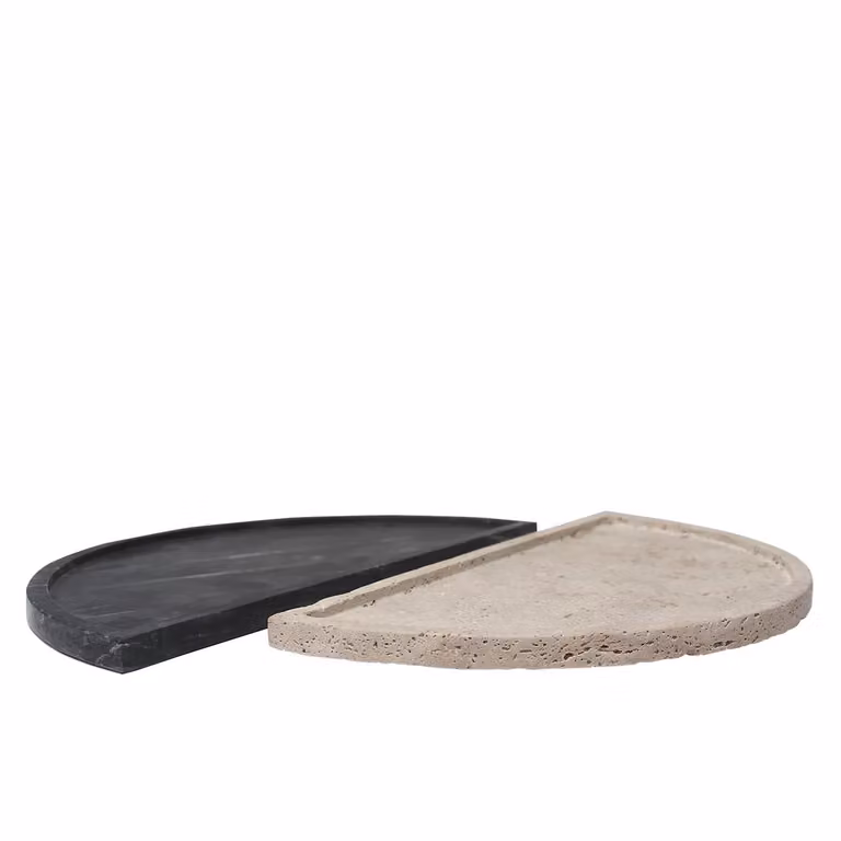 Dome Deco GALLA Black Organic Stone Tray Set