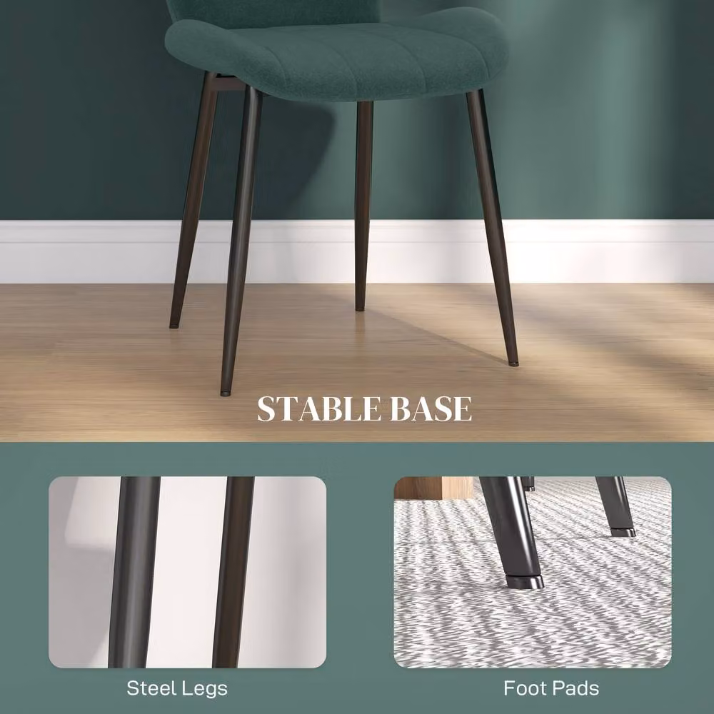 STILVORA Set of 4 Modern Dining Chairs in Green Velvet with Metal Frame – 6