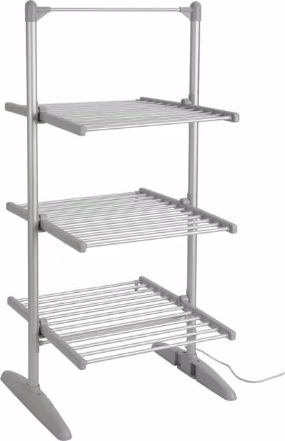 Rediffusion Heated 3 Tier Clothes Airer in Grey and Silver Aluminium Metal