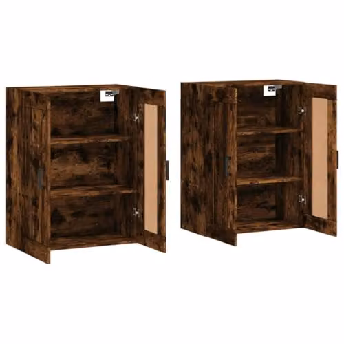 vidaXL Set of 2 Wall Mounted Cabinets in Smoked Oak, W/D/H: 90 x 34 x 50 cm – 3
