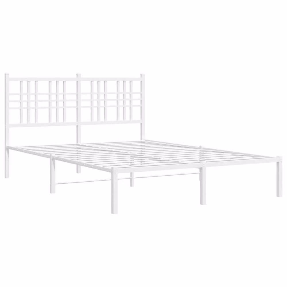 Berkfield Home Metal Bed Frame with Headboard in White, W/D/H: 120 x 200 cm – 3