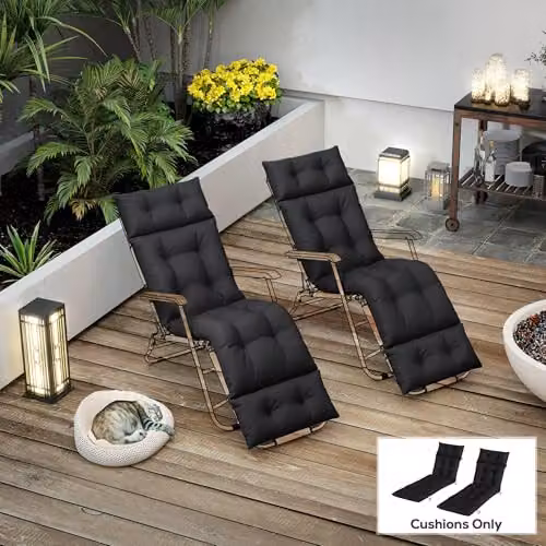 Outsunny Set of 2 Black Rectangular Sun Lounger Foam Cushions, W/D/H: 190 x 56 x 10 cm – 8