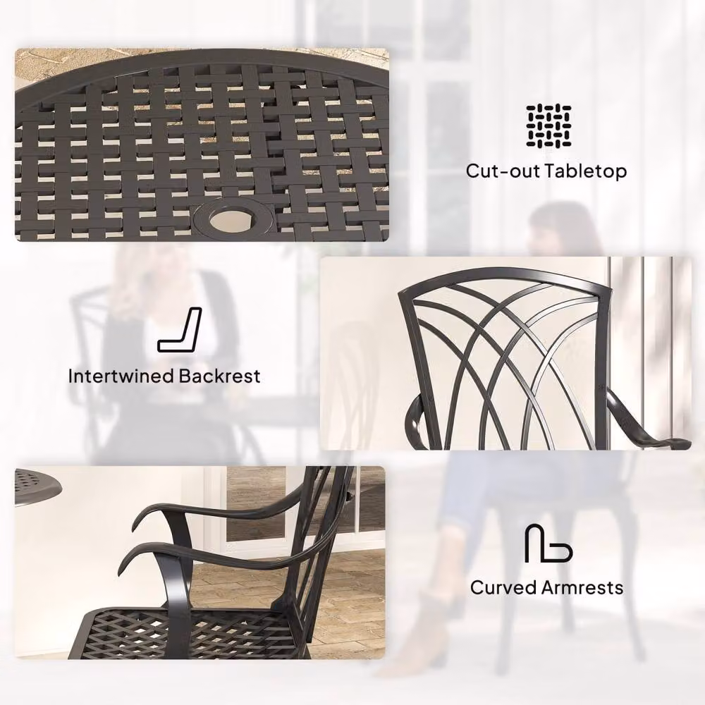 Wyld Haus Sazzotti 2 Seater Bistro Set with Round Powder Coated Aluminium Table in Brown and Black – 6