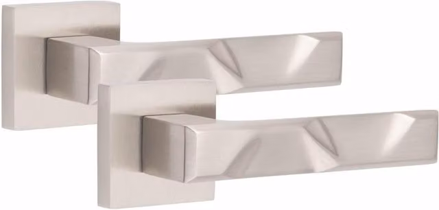 Golden Grace Brushed Silver Bathroom Door Handles Set