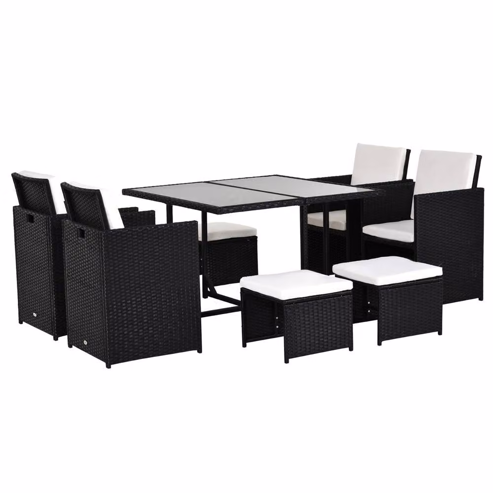 STILVORA 9-Piece Modern Dining Set with Rattan Design in Black – 2